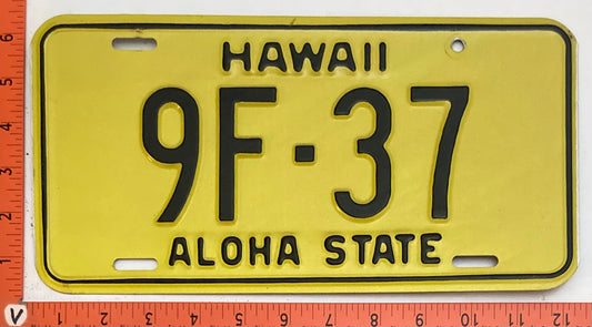 1969 Hawaii # 9F-37 Passenger License Plate
