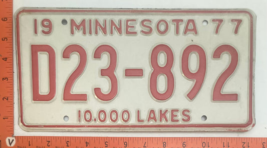 1977 Minnesota #D23-892 Dealer License Plate