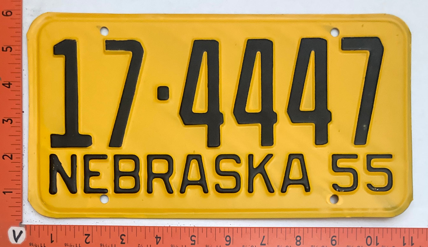 1955 Nebraska # 17-4447 Passenger License Plate