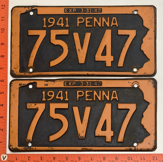 1941 Pennsylvania #75V47 Passenger License Plate (Pair)