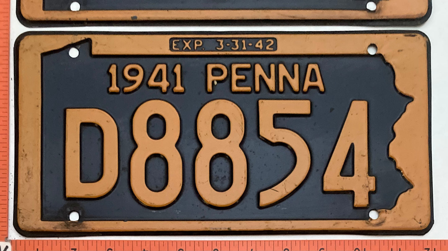 1941 Pennsylvania #D8854 Passenger License Plate (Pair)