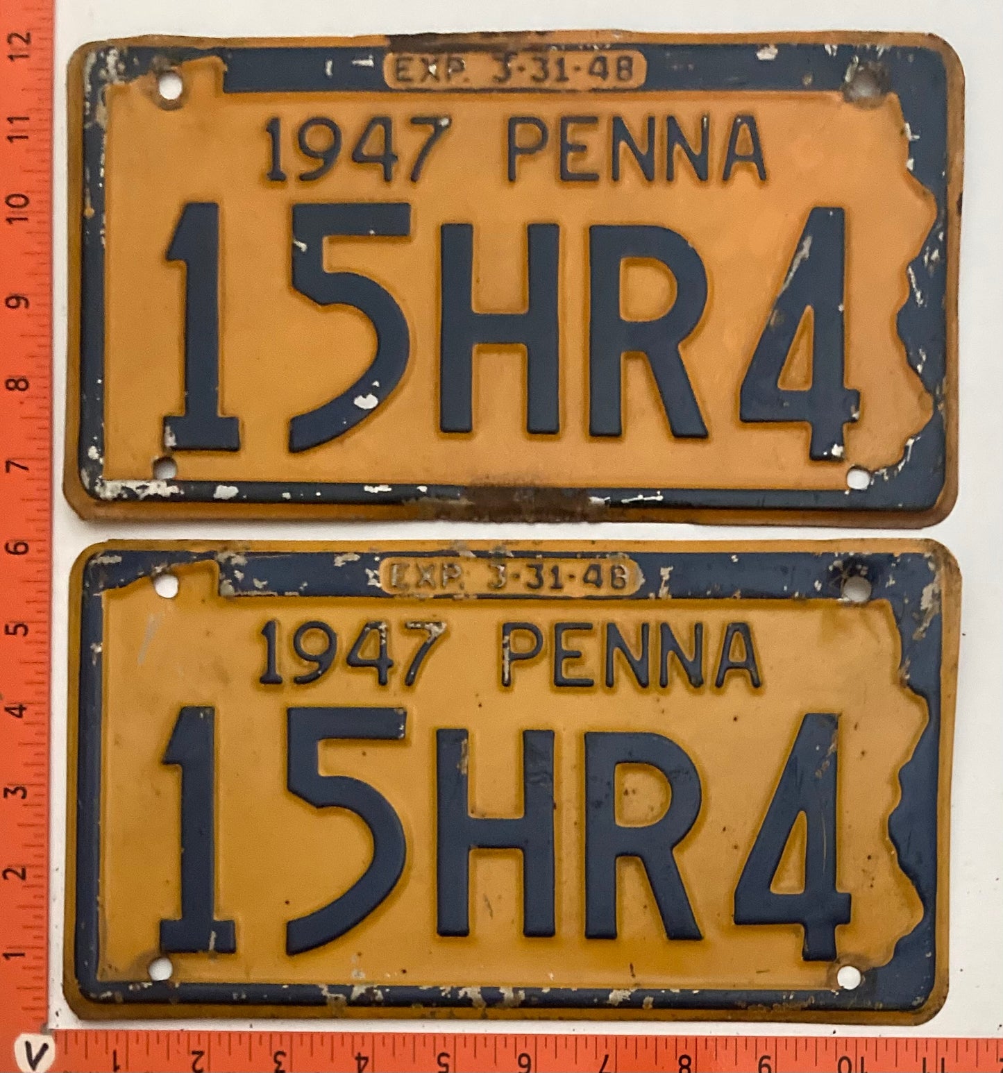 1947 Pennsylvania #15HR4 Passenger License Plate (Pair)
