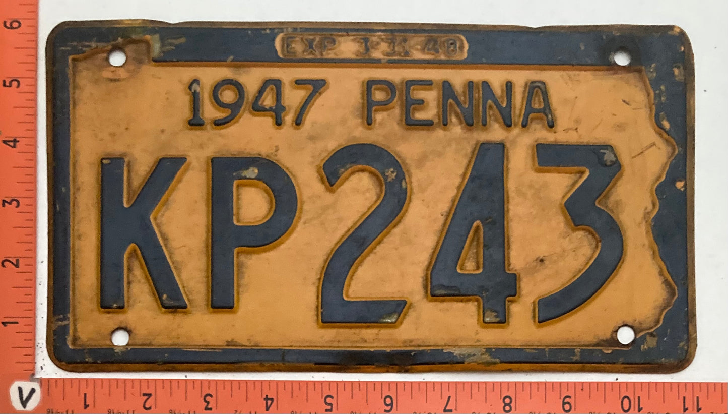1947 Pennsylvania #KP243 Passenger License Plate