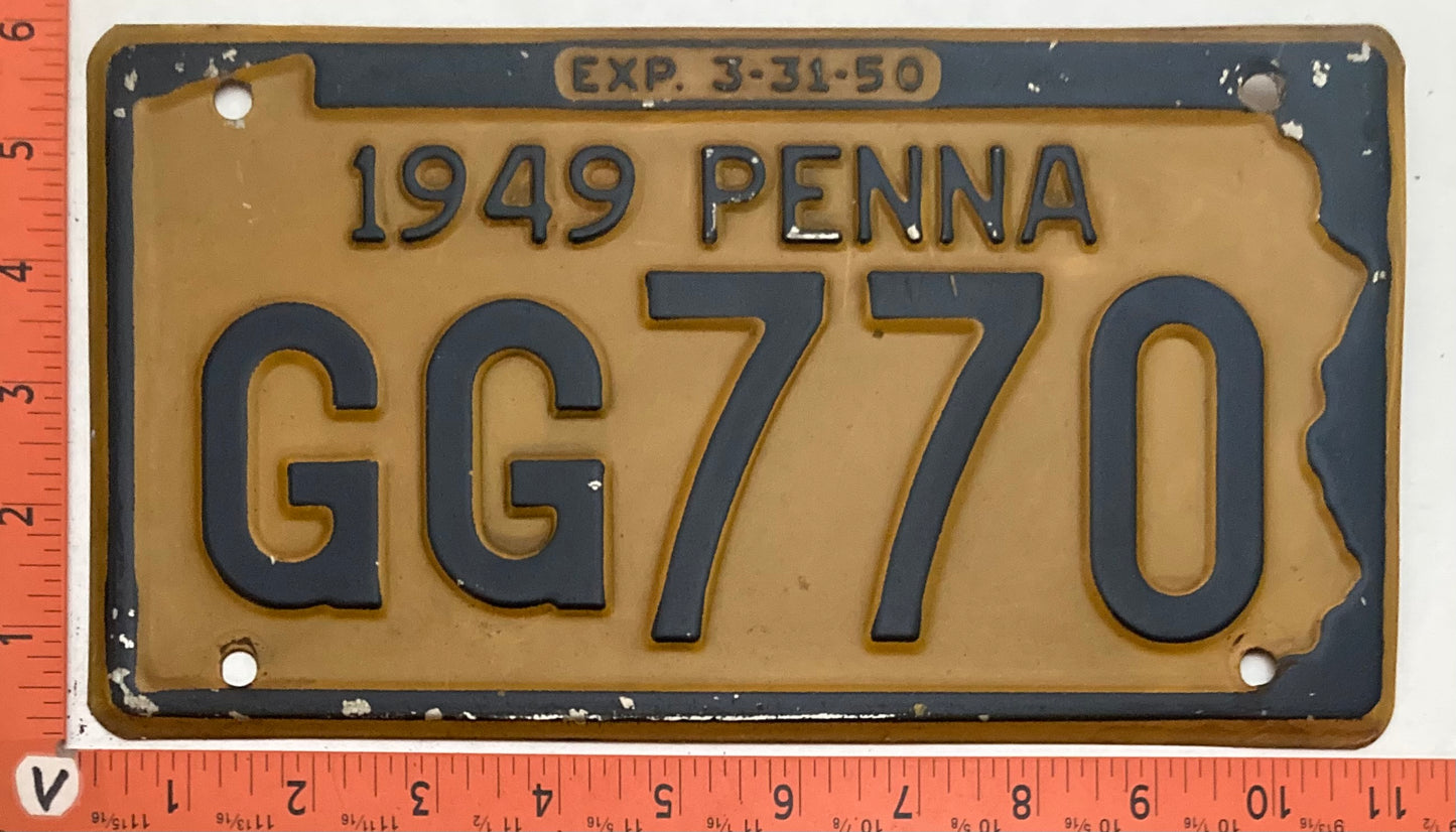 1949 Pennsylvania #GG770 Passenger License Plate