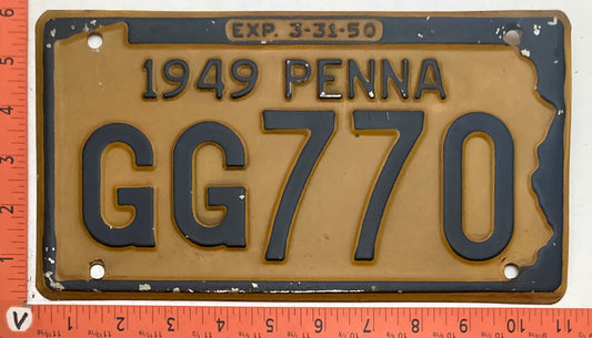 1949 Pennsylvania #GG770 Passenger License Plate