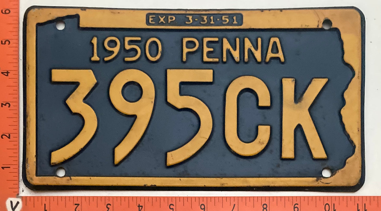 1950 Pennsylvania #395CK Passenger License Plate