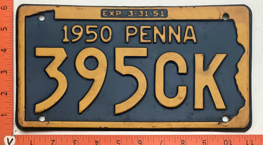 1950 Pennsylvania #395CK Passenger License Plate