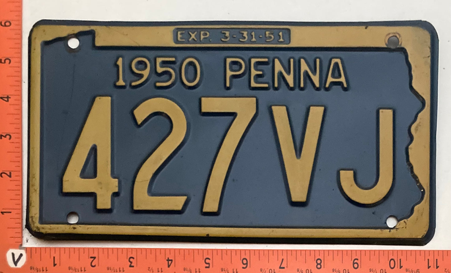 1950 Pennsylvania #427VJ Passenger License Plate