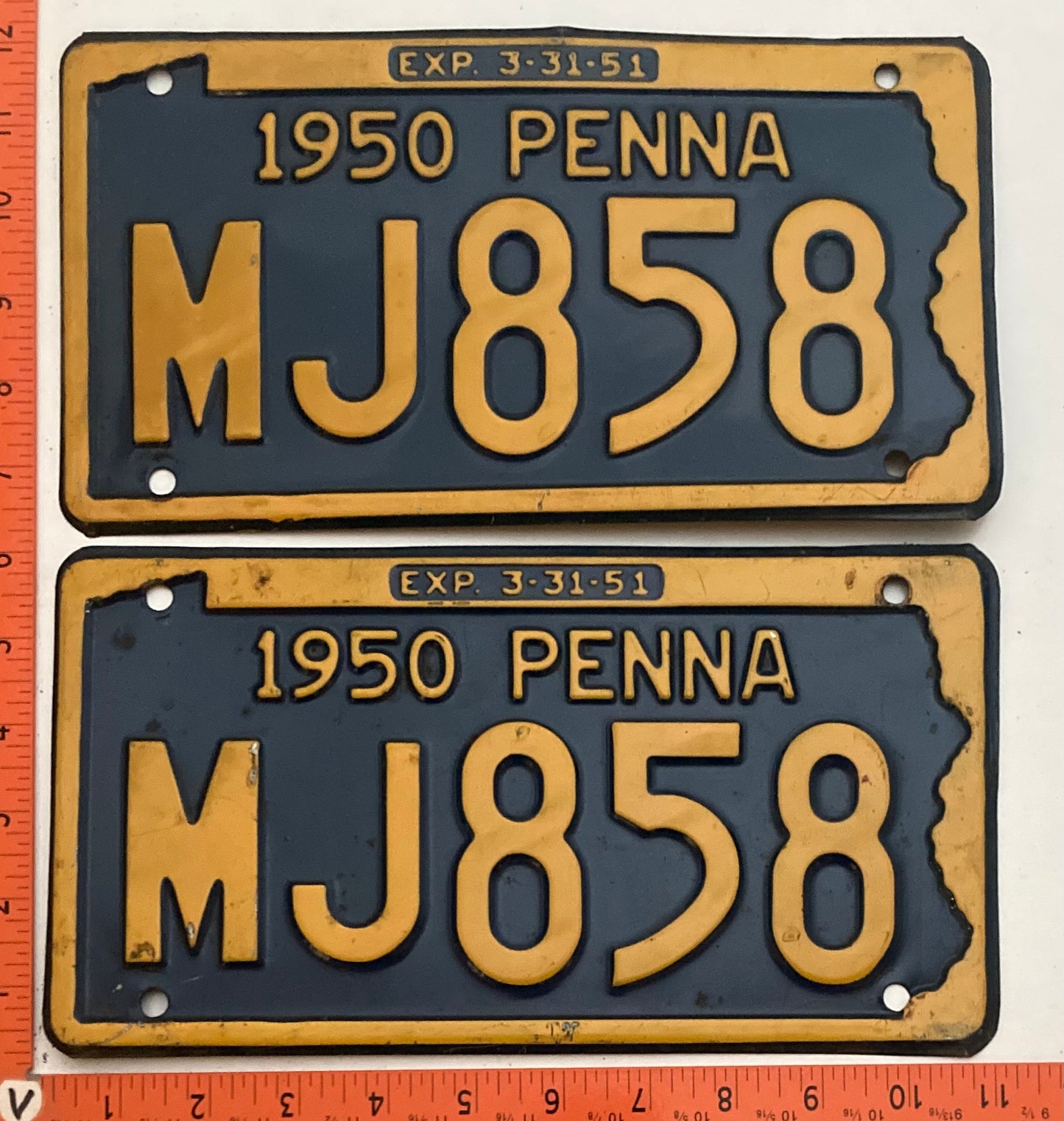 1950 Pennsylvania #MJ858 Passenger License Plate (Pair)