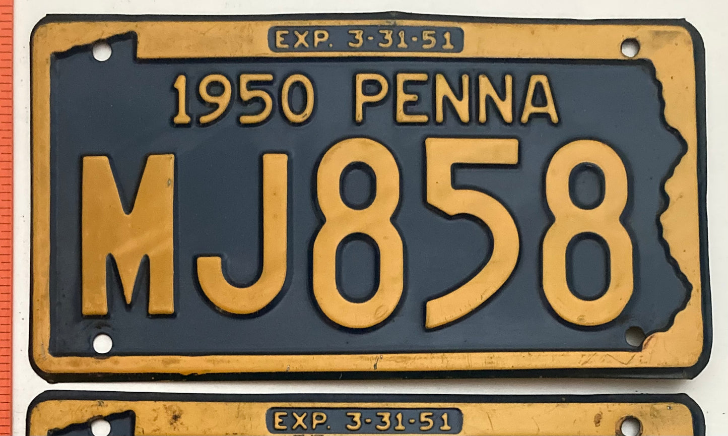 1950 Pennsylvania #MJ858 Passenger License Plate (Pair)
