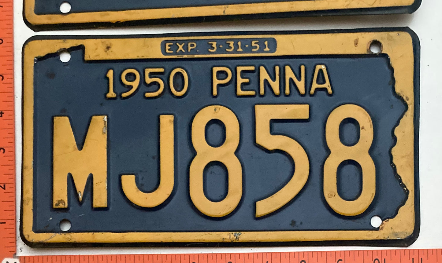 1950 Pennsylvania #MJ858 Passenger License Plate (Pair)