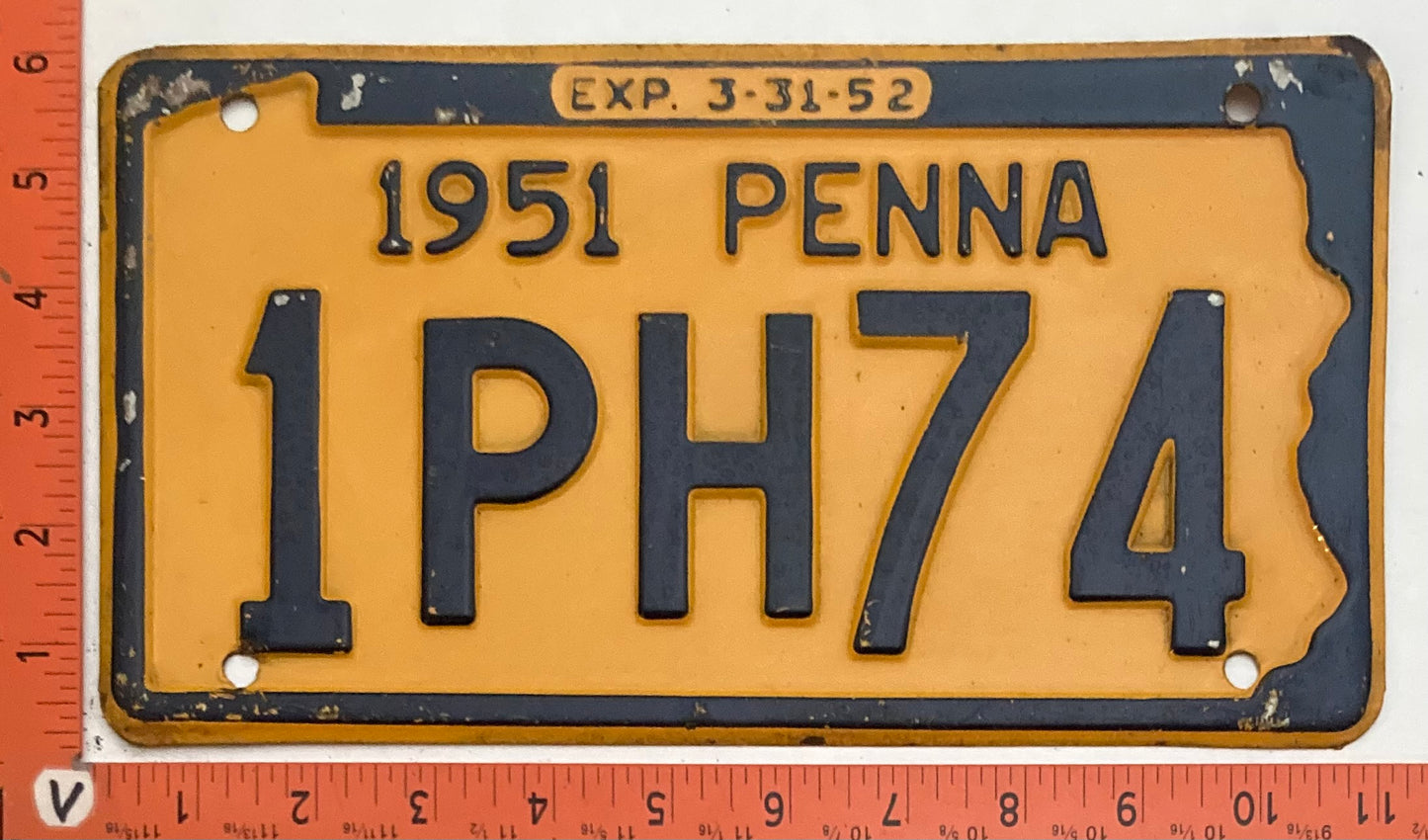 1951 Pennsylvania #1PH74 Passenger License Plate
