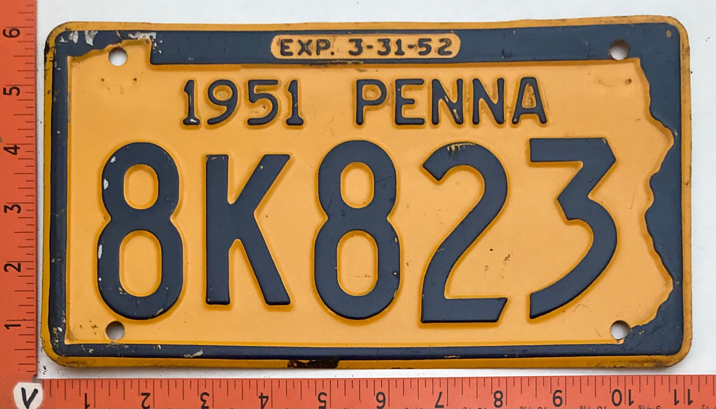 1951 Pennsylvania #8K823 Passenger License Plate