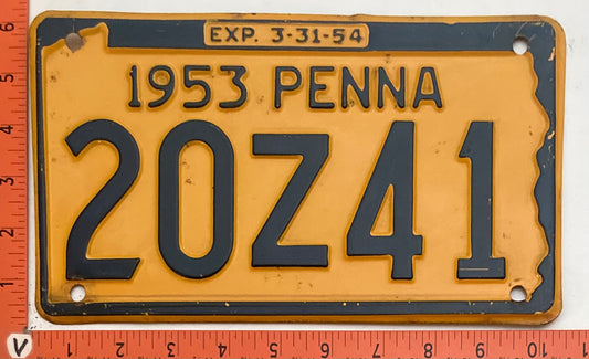 1953 Pennsylvania #20Z41 Passenger License Plate
