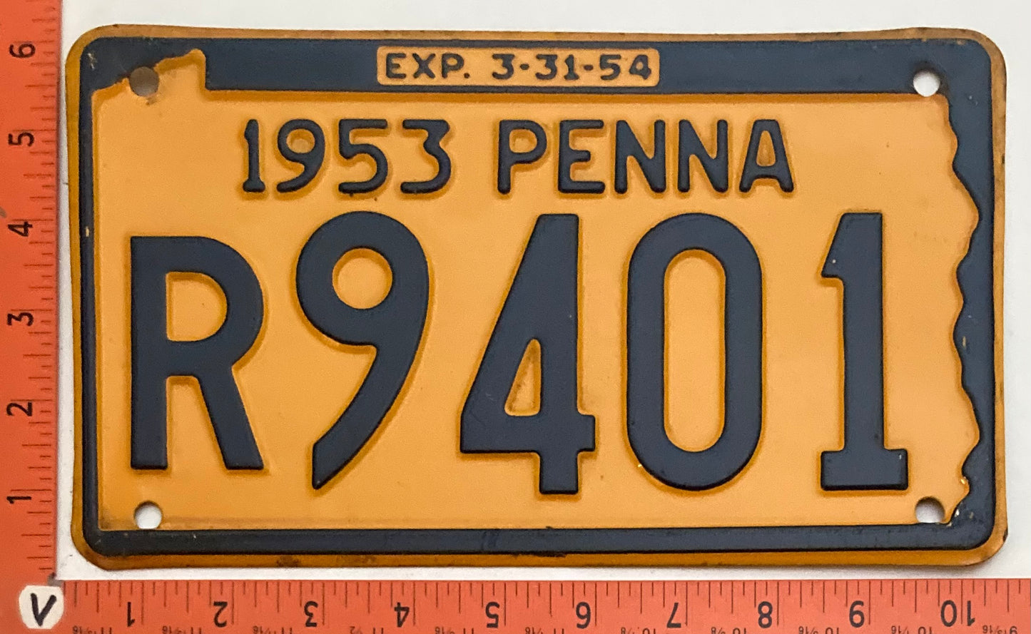 1953 Pennsylvania #R9401 Passenger License Plate