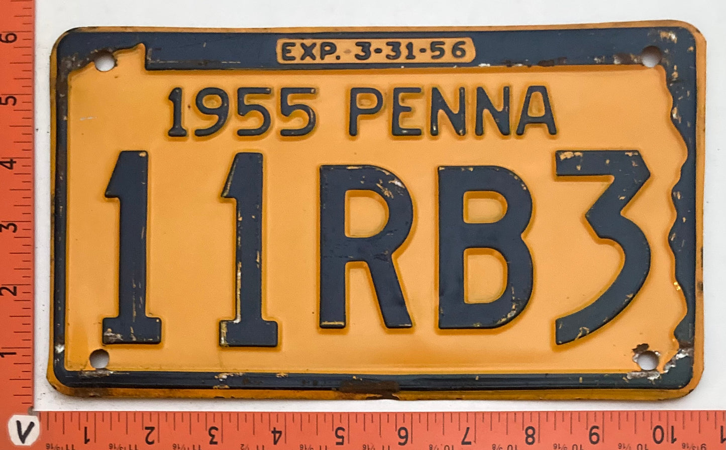 1955 Pennsylvania #11RB3 Passenger License Plate