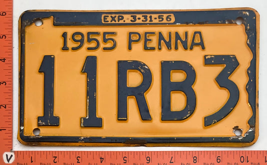 1955 Pennsylvania #11RB3 Passenger License Plate