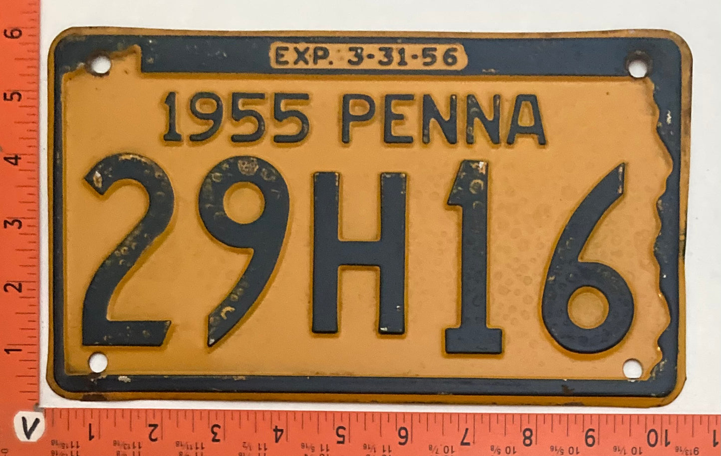 1955 Pennsylvania #29H16 Passenger License Plate