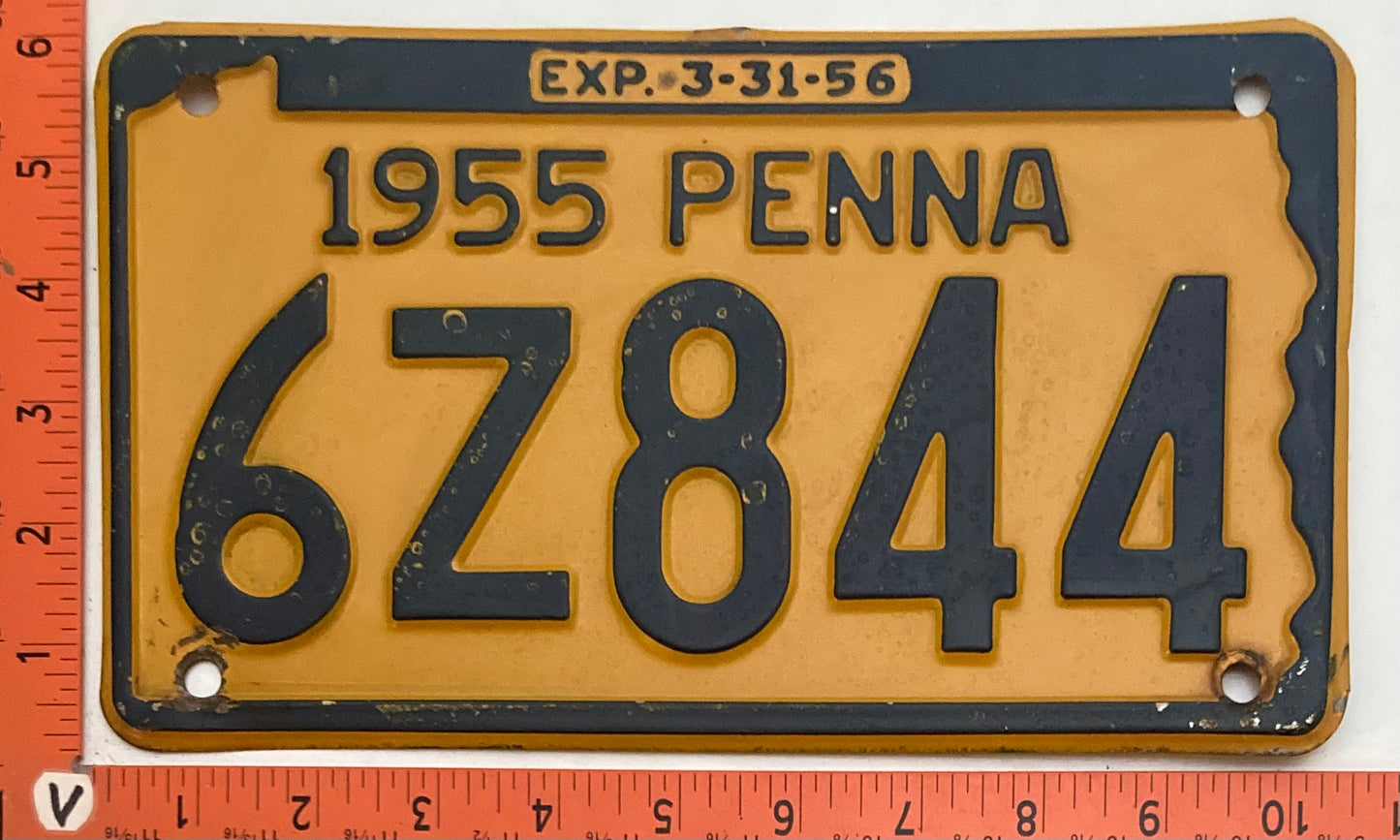 1955 Pennsylvania #6Z844 Passenger License Plate