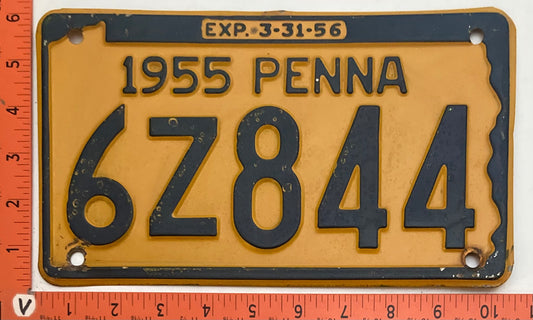 1955 Pennsylvania #6Z844 Passenger License Plate