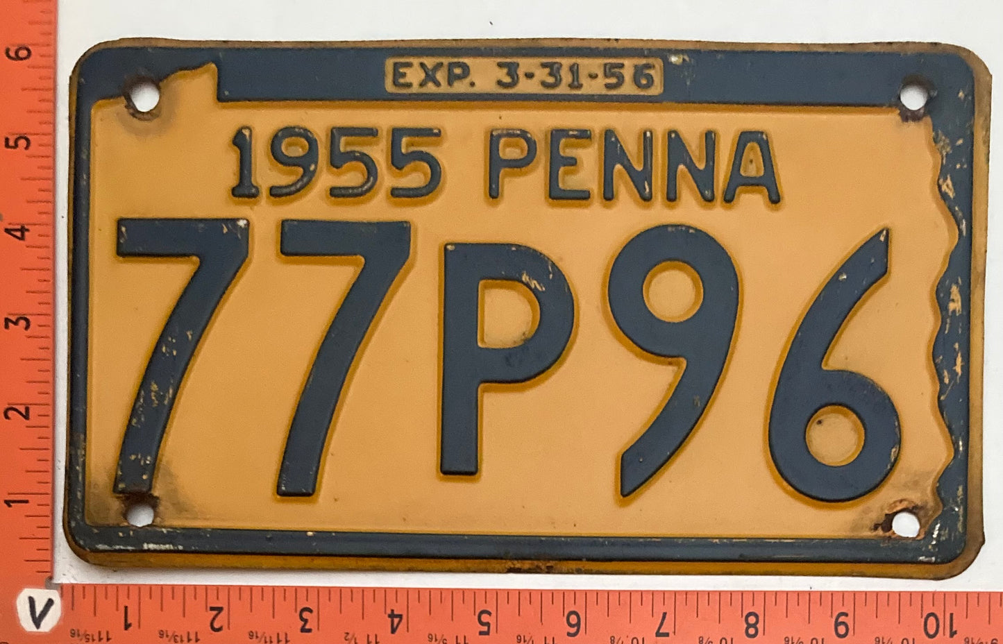 1955 Pennsylvania #77P96 Passenger License Plate