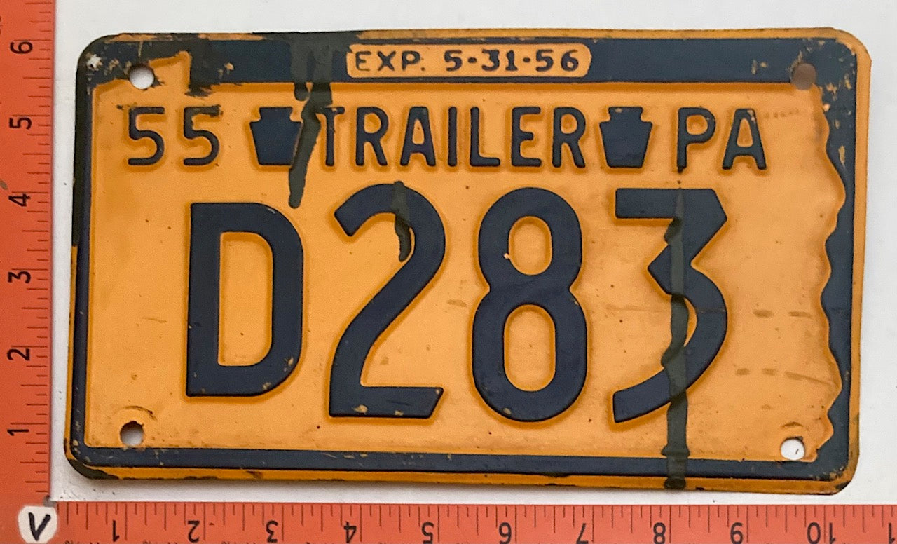 1955 Pennsylvania #D283 Trailer License Plate