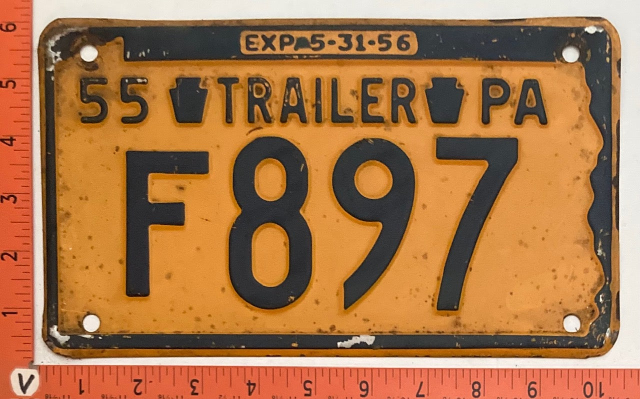 1955 Pennsylvania #F897 Trailer License Plate
