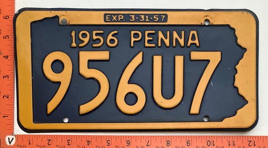 1956 Pennsylvania #956U7 Passenger License Plate