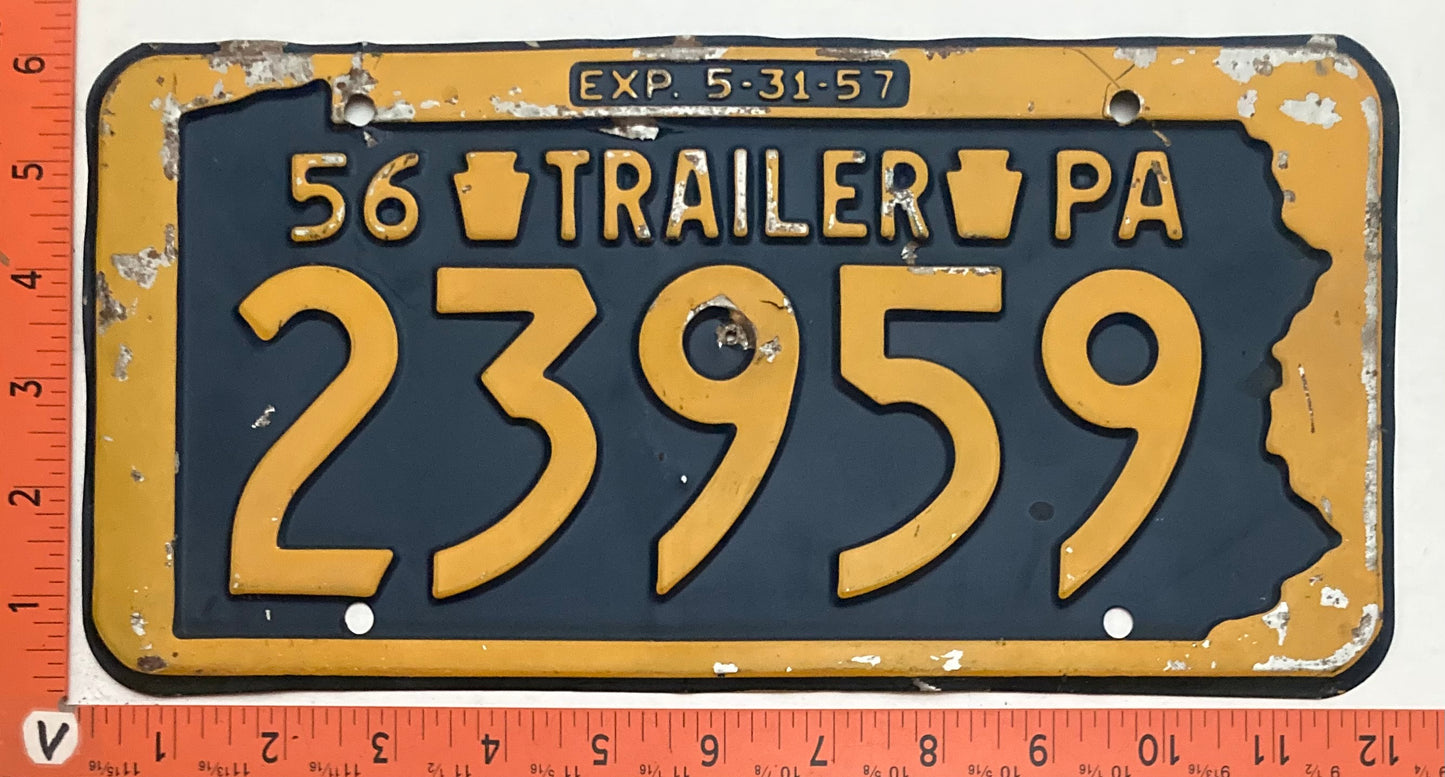 1956 Pennsylvania #23959 Trailer License Plate