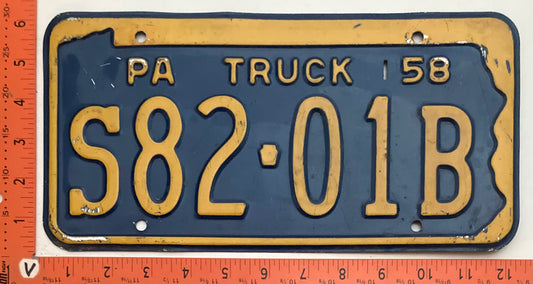 1958 Pennsylvania #S82-01B Truck License Plate
