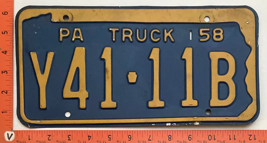 1958 Pennsylvania #Y41-11B Truck License Plate