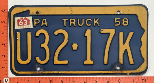 1963 Pennsylvania #U32-17K Truck License Plate