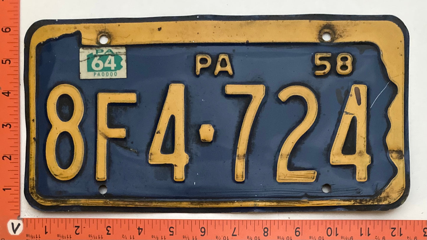 1964 Pennsylvania #8F4-724 Passenger License Plate