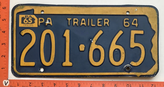 1965 Pennsylvania #201-665 Trailer License Plate
