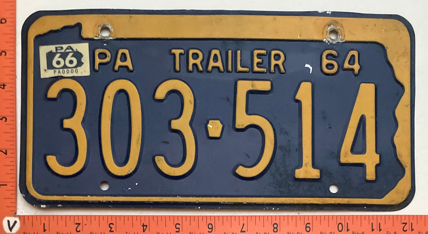 1966 Pennsylvania #303-514 Trailer License Plate