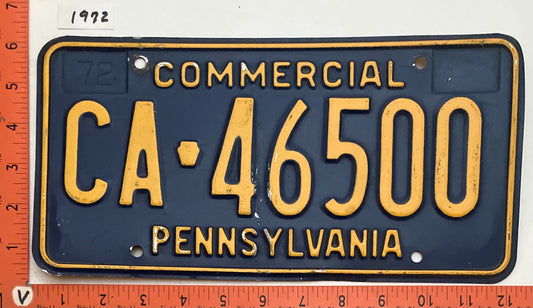 1972 Pennsylvania #CA-46500 Commercial License Plate