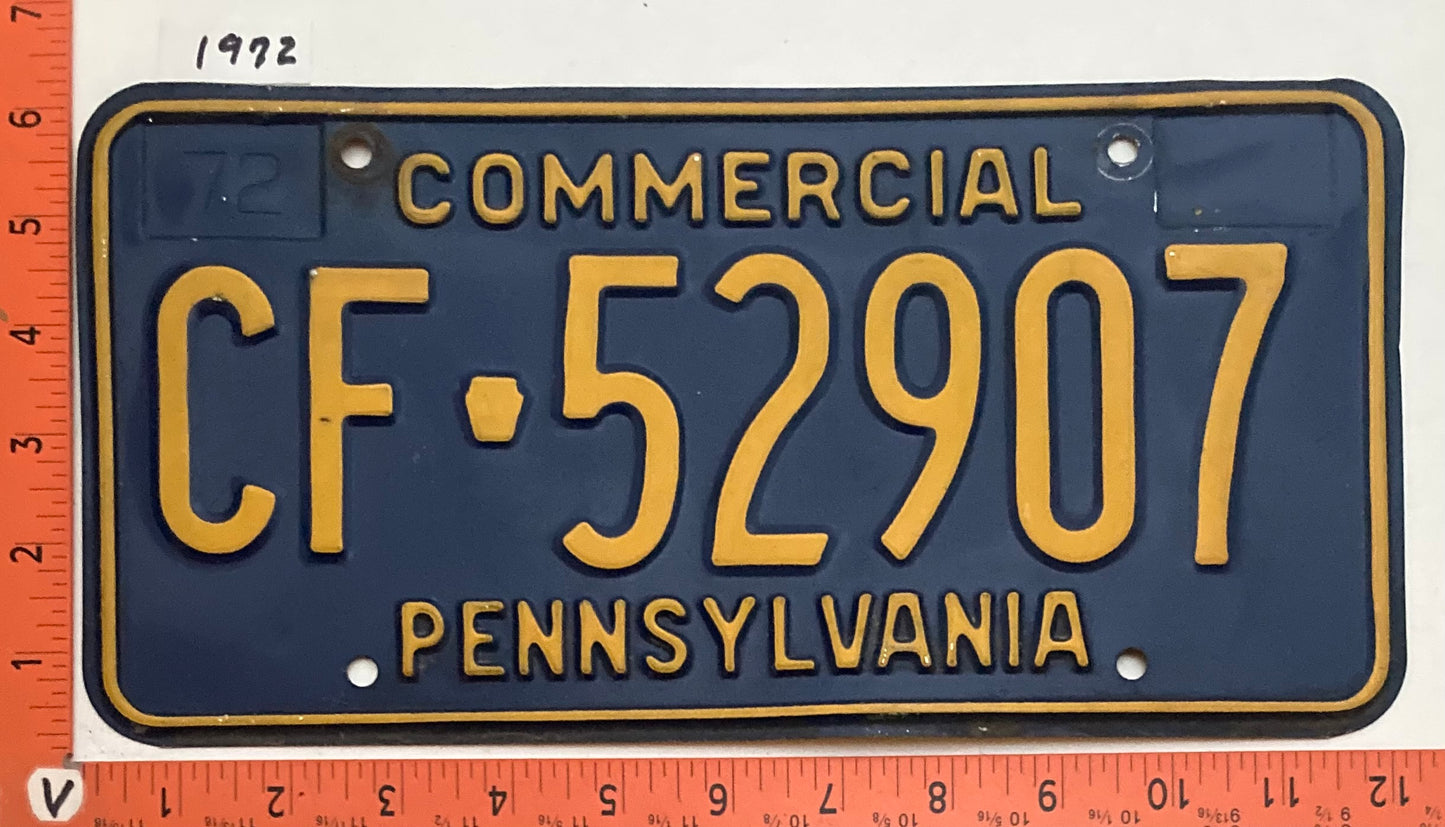 1972 Pennsylvania #CF-52907 Commercial License Plate