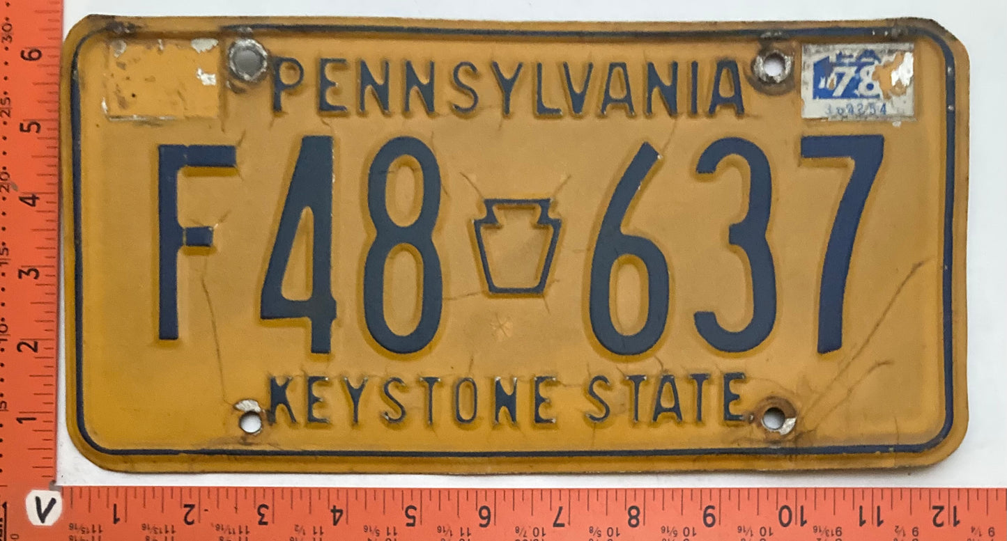 1978 Pennsylvania #F48-637 Passenger License Plate
