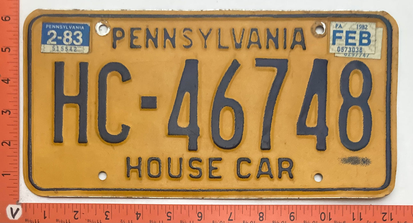 1983 Pennsylvania #HC-46748 House Car License Plate