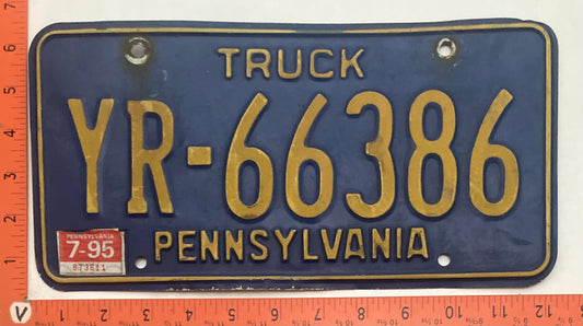 1995 Pennsylvania #YR-66386 Truck License Plate