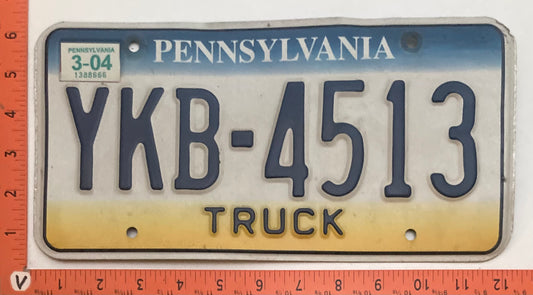 2004 Pennsylvania #YKB-4513 Truck License Plate