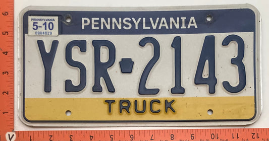 2010 Pennsylvania #YSR-2143 Truck License Plate