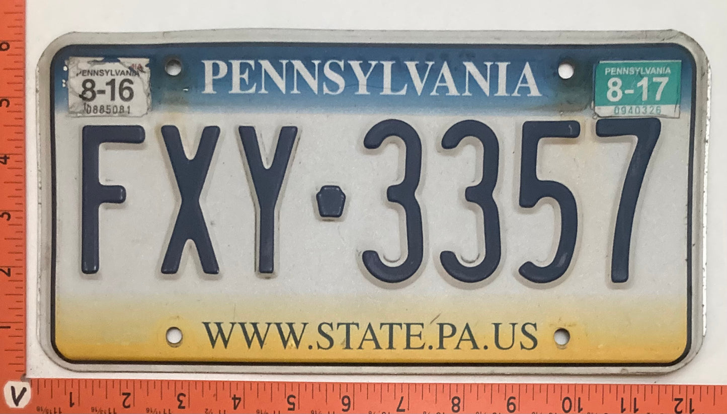 2017 Pennsylvania #FXY-3357 Passenger License Plate