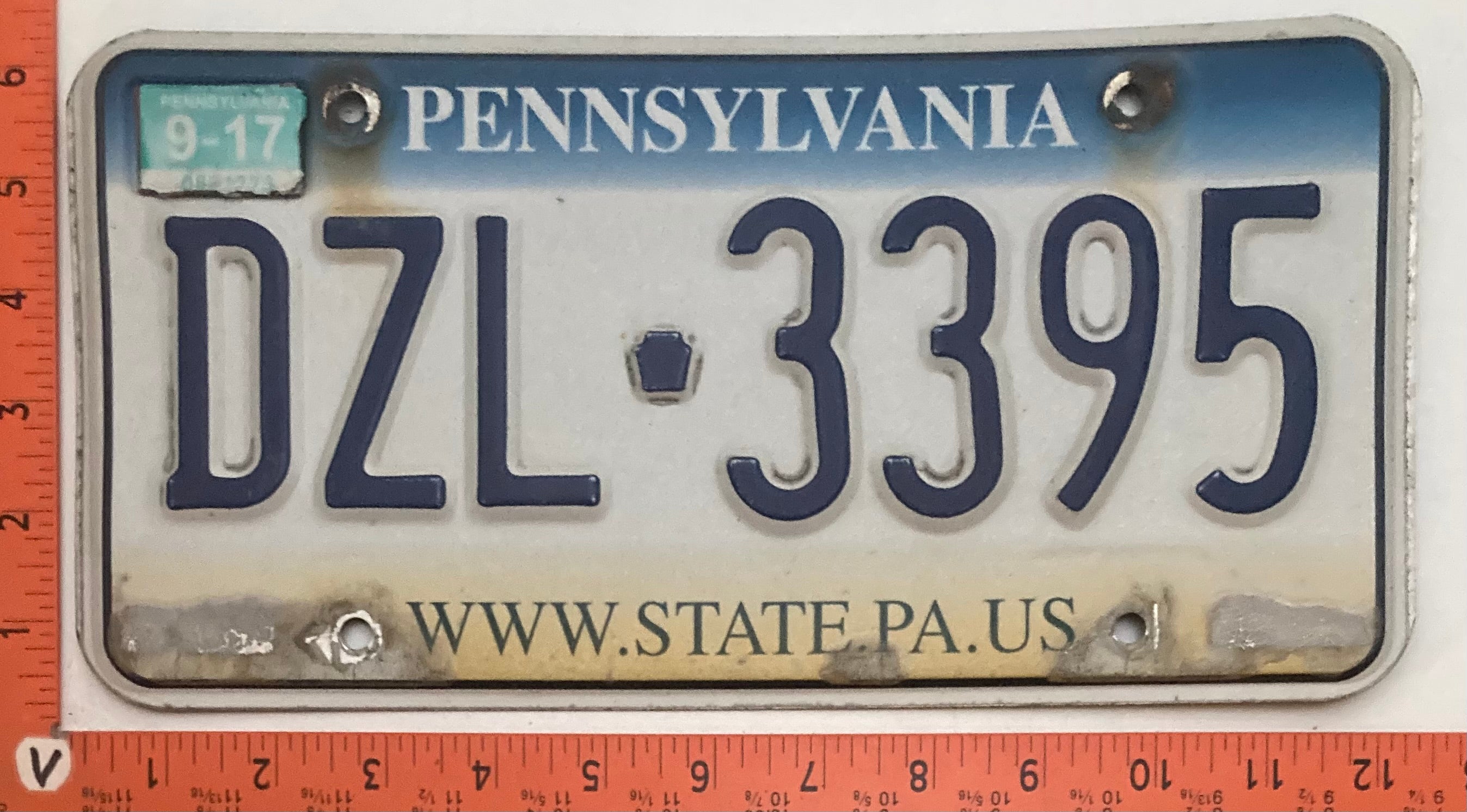 2017 Pennsylvania #DZL-3395 Passenger License Plate – LicensePl8s.com