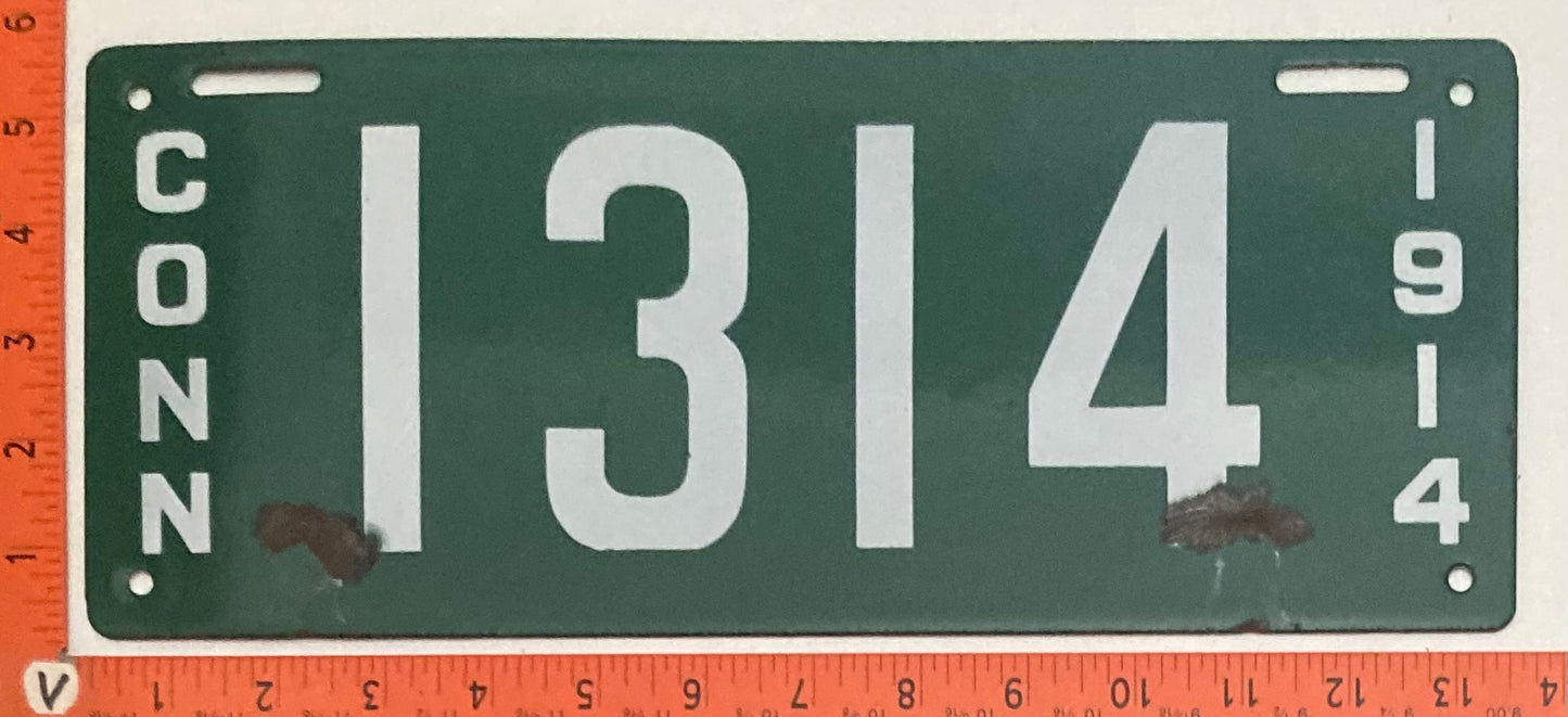 1914 Connecticut #C1314 Passenger License Plate  4 Digits