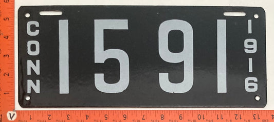 1916 Connecticut #C1591 Passenger License Plate  4 digits