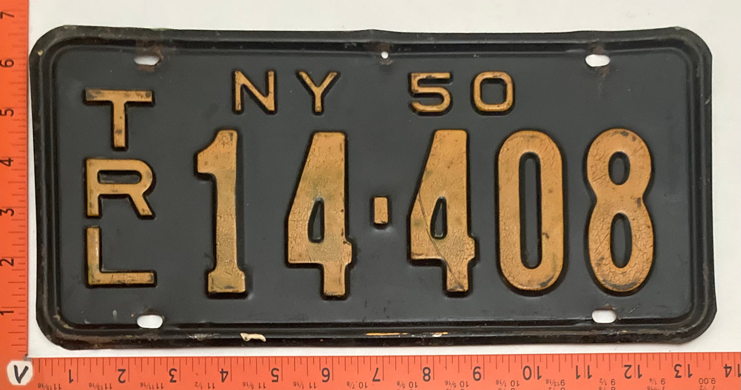 1950 New York #14-408 Trailer License Plate