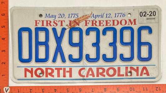 2030 North Carolina #OBX93396 Passenger License Plate