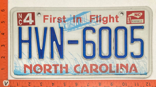 1997 North Carolina #HVN-6005 Passenger License Plate