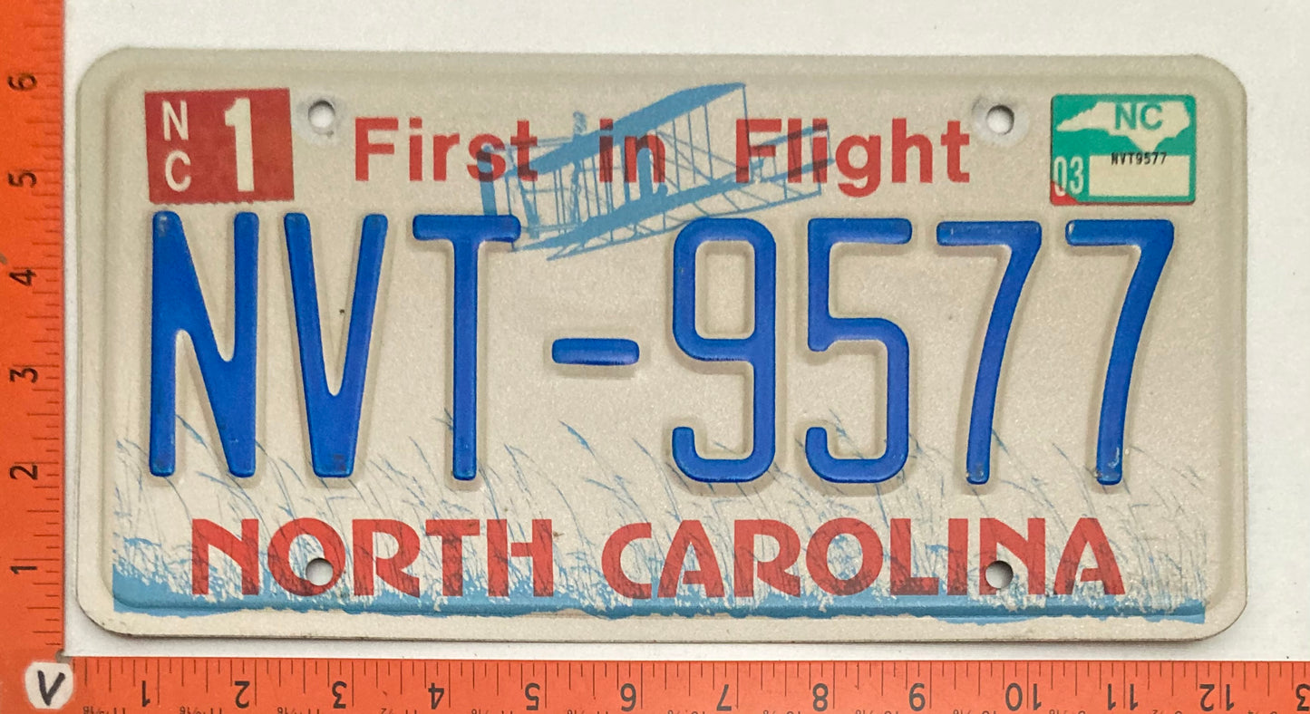 2003 North Carolina #NVT-9577 Passenger License Plate